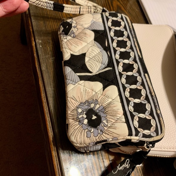 Vera Bradley Handbags - Vera Bradley black gray cream floral wristlet